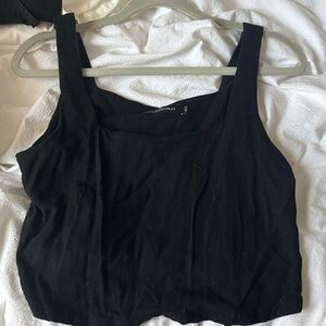 Basic Black Square-Neck Tank Top - Unbranded
